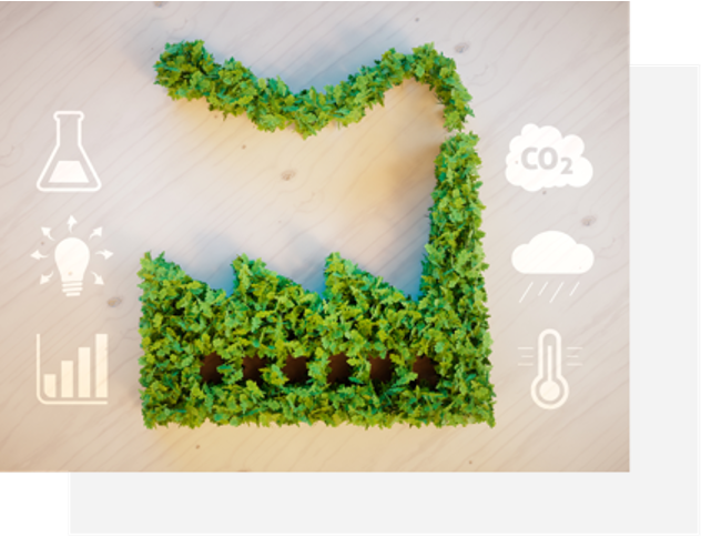 A factory made out of plants displayed as wall art to invoke conversation around industrial processes and the environment